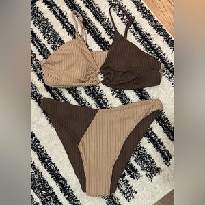 NWOT High Cut Colorblock Swimsuit